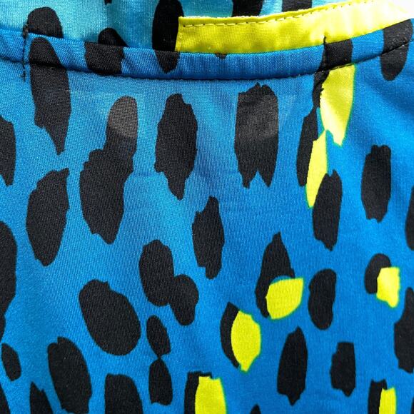 Jamie Sadock Womens Small Short Sleeve Top Blue Golf Animal Print Neon 1/4 Zip - Picture 10 of 10